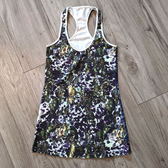 Lululemon Cool Racerback Tank Floral Sport Print Size 4 - Picture 3 of 5